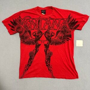 Santana Band Graphic Print T-Shirt Short Sleeve Cotton Red Mens Size Medium 2006
